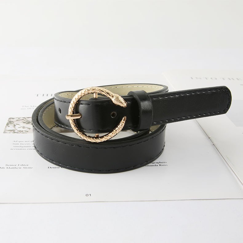 New Design Brown Snake Buckle Casual Temperament Personality Leather Belt Women For Dress