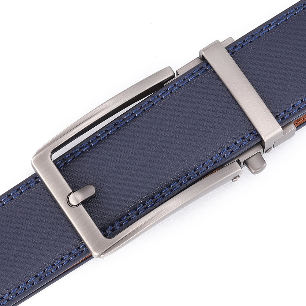 Wholesale Men's Business Style Ratchet Belt Custom Length Genuine Cowhide Leather with Automatic Alloy Dummy Buckle