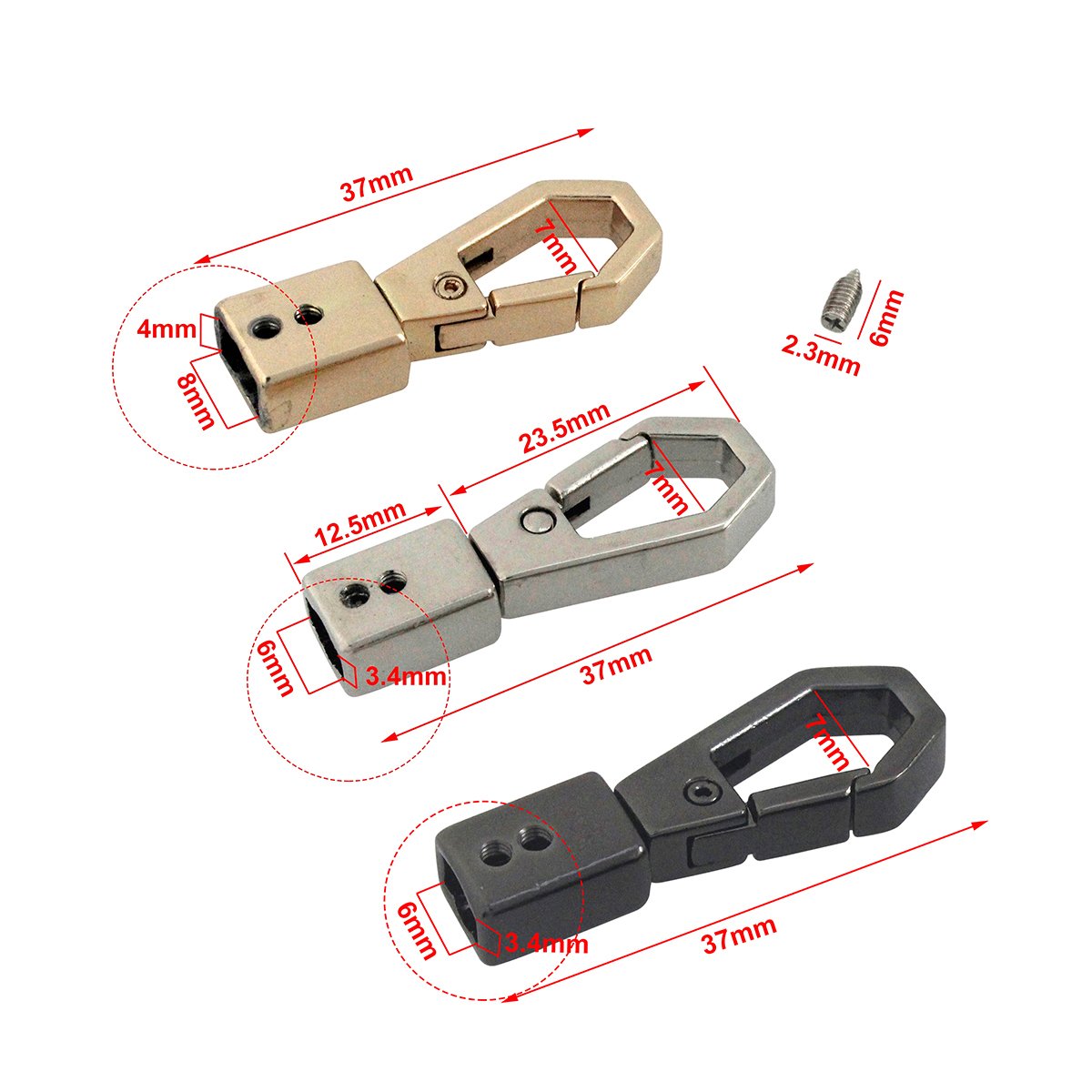 Metal Spring Gate Handbag Connector Hook Buckle for Bag Strap Chain Metal Tassel Cap Snap Hooks