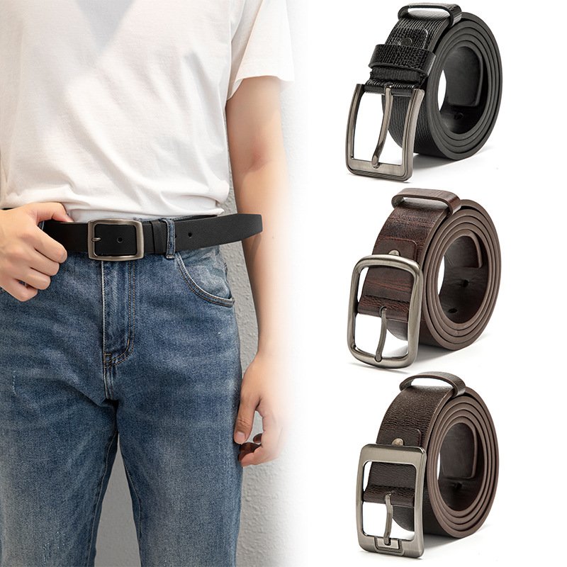 TXL375 Custom PU Belt Men's Alloy Pin Buckle Decorative Jeans Belt Outdoor Casual Fashion Men's Faux Leather Belt