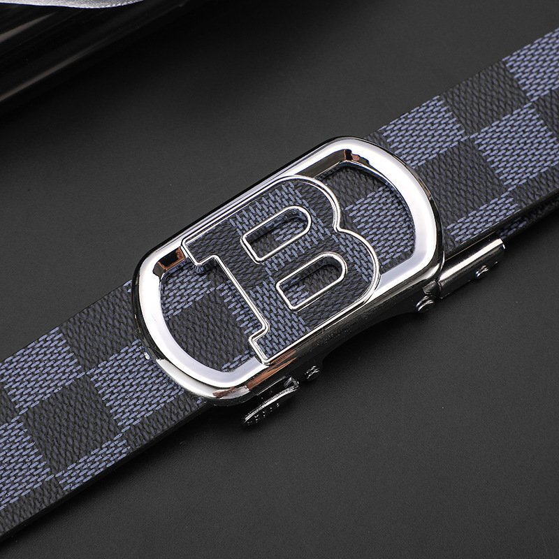 Wanshui Men's pu leather belt business automatic buckle pu belt simple fashion waistband brand designer belt