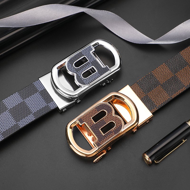 Wanshui Men's pu leather belt business automatic buckle pu belt simple fashion waistband brand designer belt