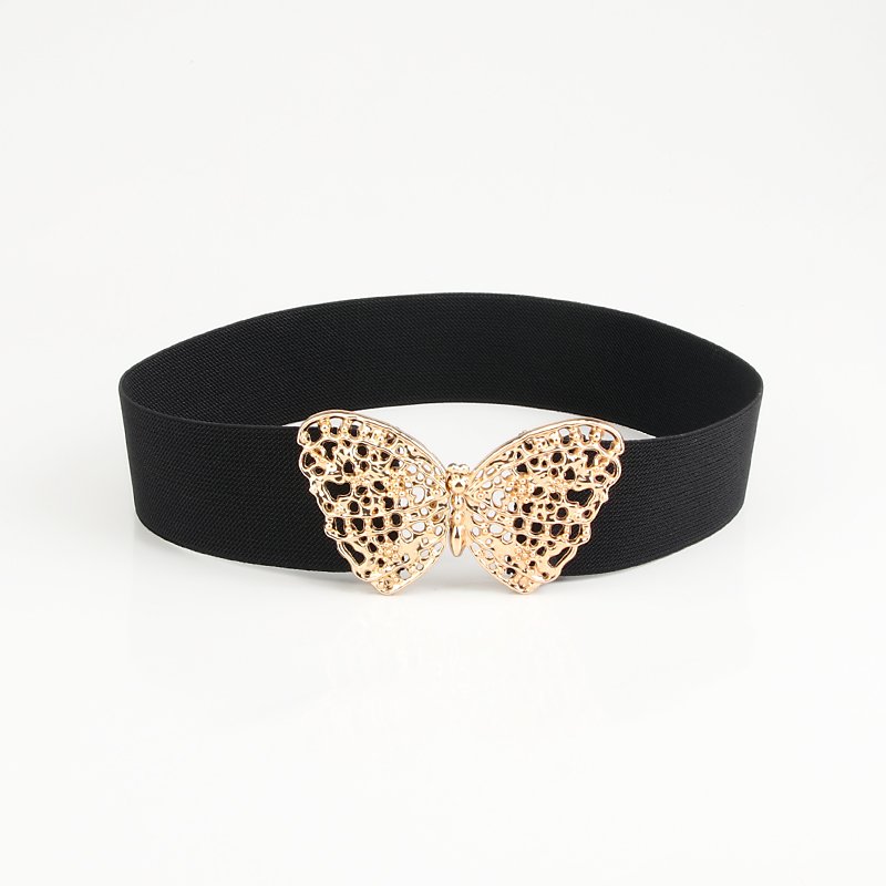 Butterfly buckle belts women decoration Alloy cutout bow buckle belt designed for women, Elastic Women Ladies Dress Belt