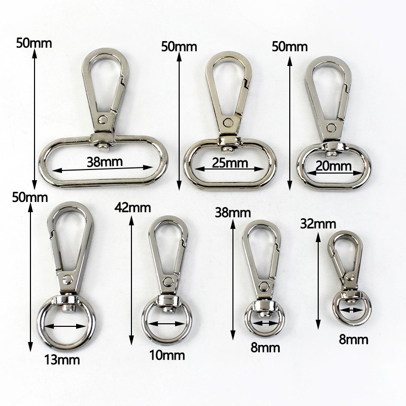 Meetee F4-1 13*50mm Luggage Hardware Clasp Accessories Bag Strap Keychain Lobster Round Head Plate Buckle Alloy Dog Buckles