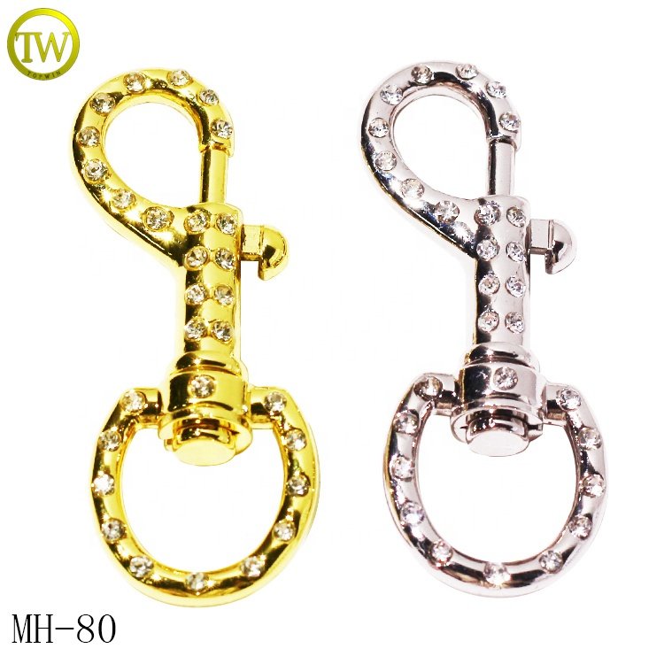 Custom durable name trigger snap hook handbags brass logo d ring buckle clip swivel hooks for dog collar