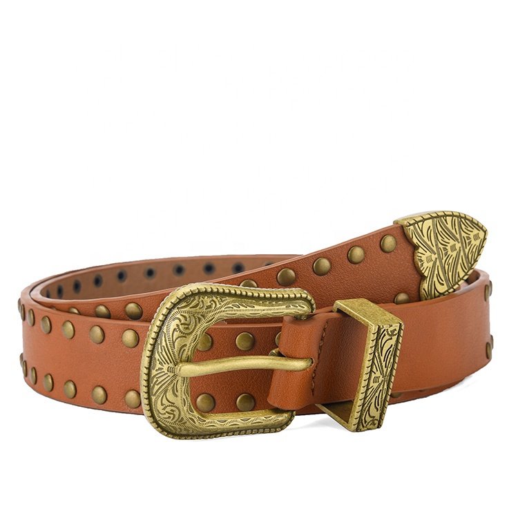 Factory OEM Wholesale Women Fashion Luxury Belt Custom Adjustable Metal Alloy Pin Buckle PU Leather Belts