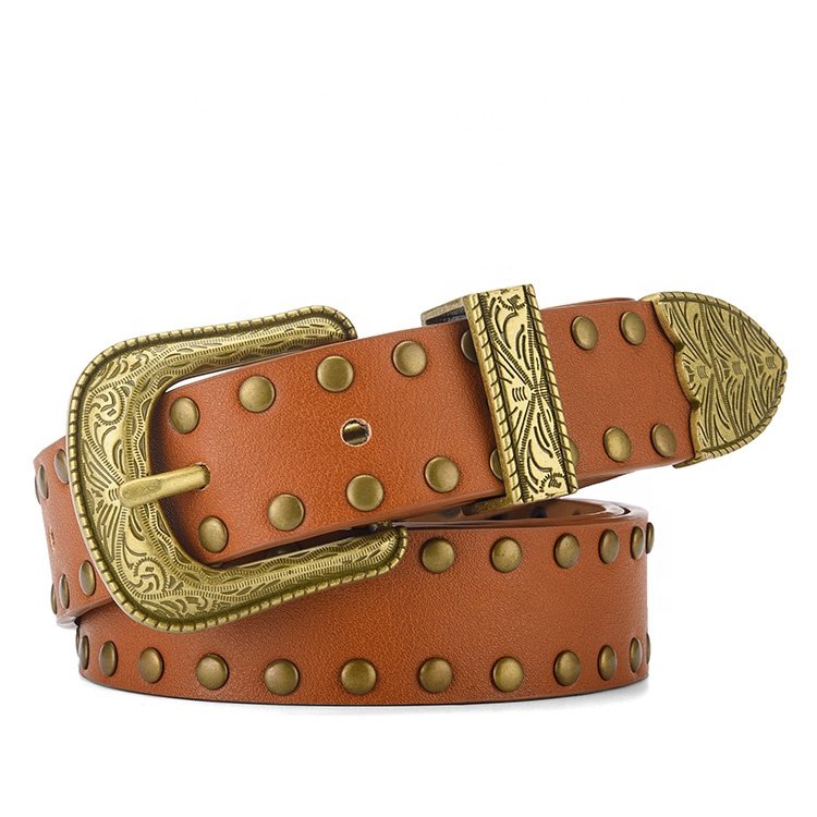 Factory OEM Wholesale Women Fashion Luxury Belt Custom Adjustable Metal Alloy Pin Buckle PU Leather Belts