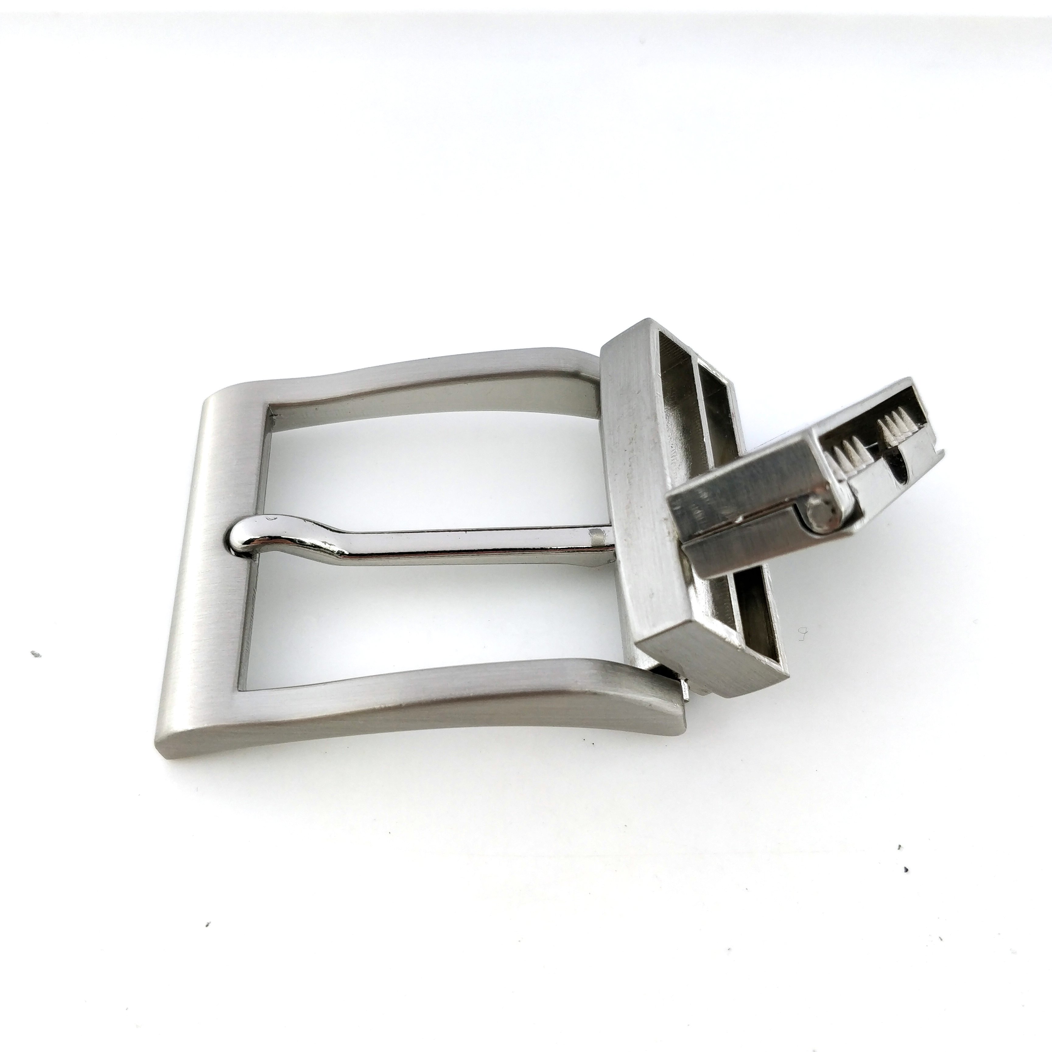 Factory price 35mm custom engraved logo laser logo Reversible pin buckle brushed silver belt buckle for men