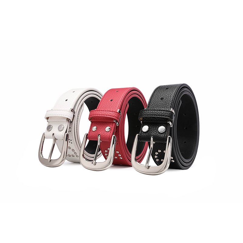 Hot selling High quality PU leather belt with pin buckle casual style belt With Embossing pattern Rivets