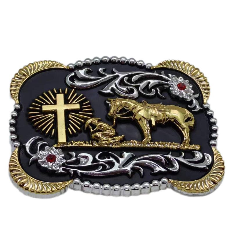 Praying Cowboy Horse Cross Faith Animal Rodeo Western Fashion Belt Buckle