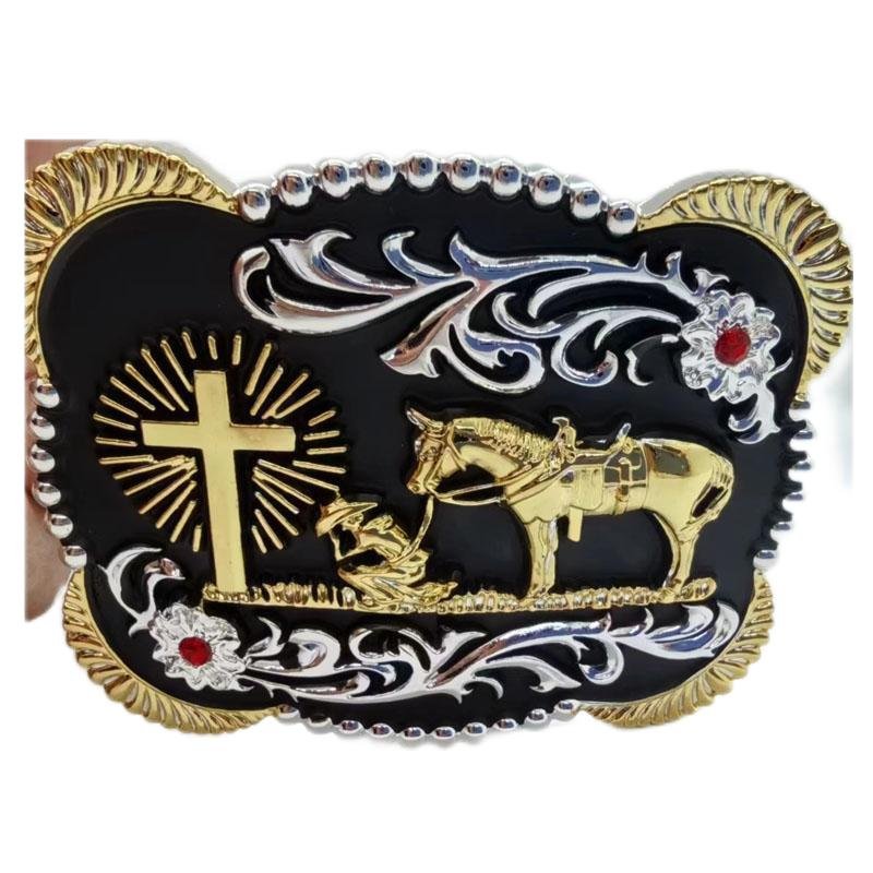 Praying Cowboy Horse Cross Faith Animal Rodeo Western Fashion Belt Buckle