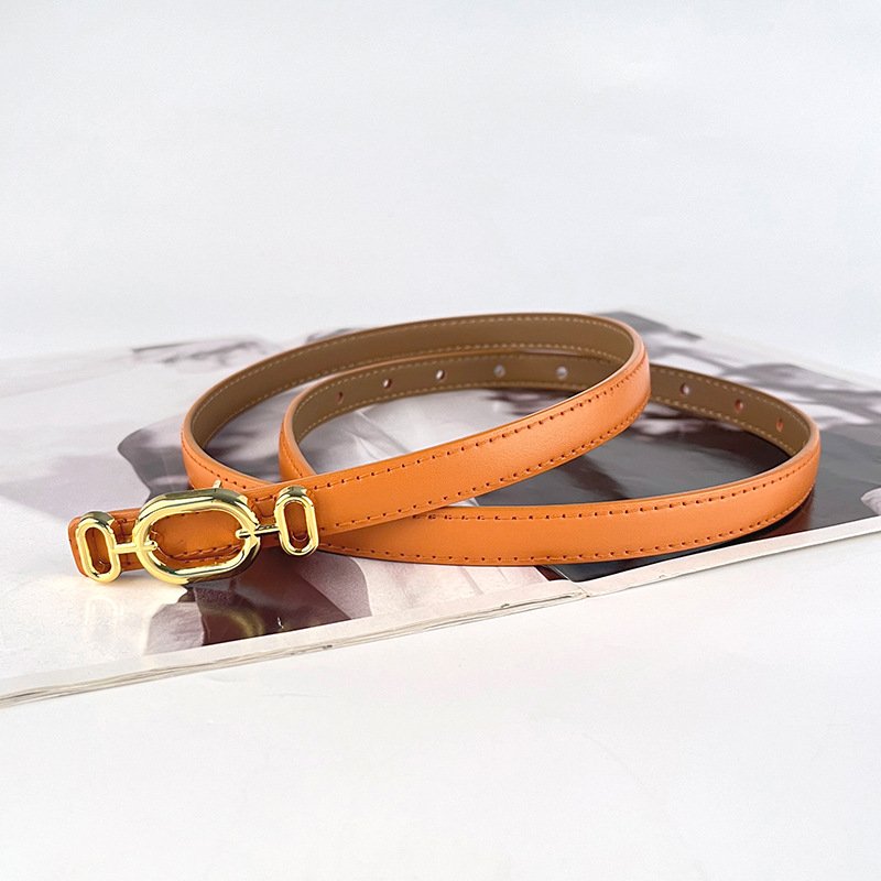 Luxury Designs Metal Gold Buckle Genuine Leather Thin Belt Female Cowhide Waist Belts Decoration Jeans Wholesales