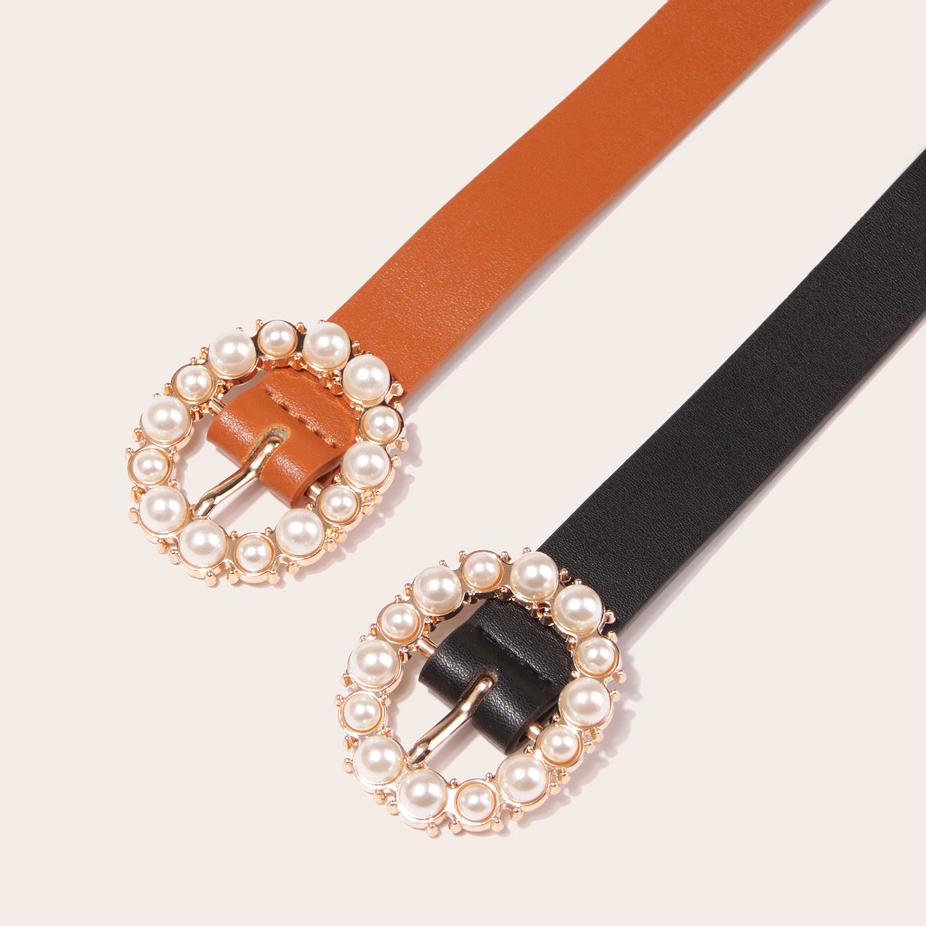 Wholesale New Custom Fashion Wild Ladies Dress Pants Decoration Pearl Pin Buckle Women Belt