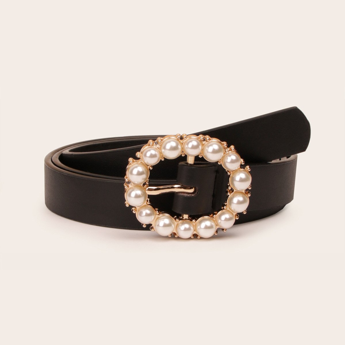 Wholesale New Custom Fashion Wild Ladies Dress Pants Decoration Pearl Pin Buckle Women Belt