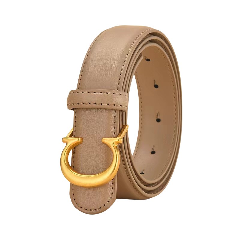 Women's Cow Hide Leather Waist Belt with C Shape Alloy Buckle Fashionable for Jeans Pants & Dresses