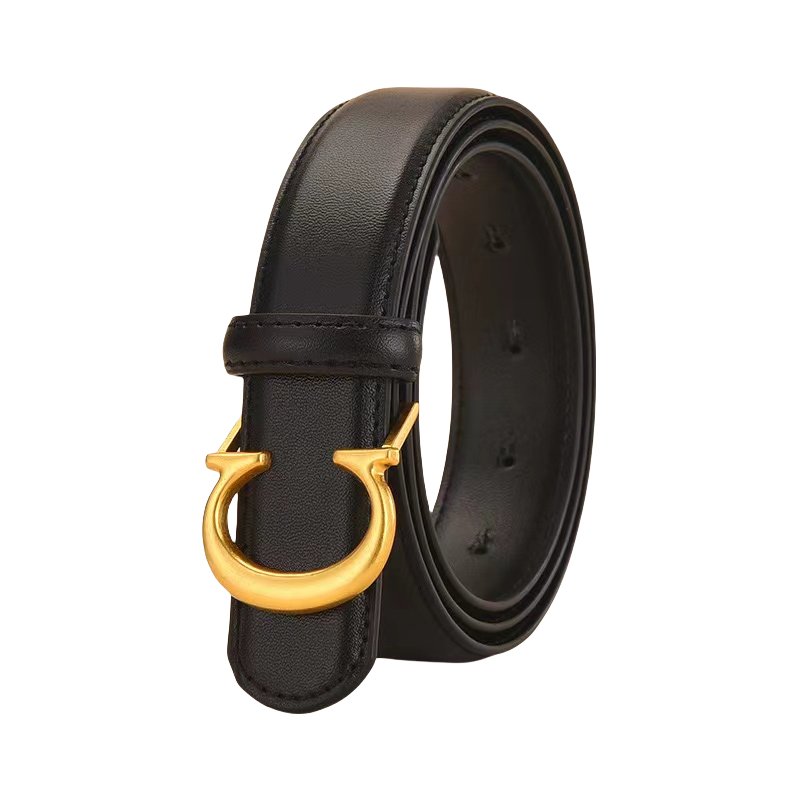 Women's Cow Hide Leather Waist Belt with C Shape Alloy Buckle Fashionable for Jeans Pants & Dresses