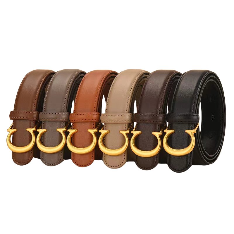 Women's Cow Hide Leather Waist Belt with C Shape Alloy Buckle Fashionable for Jeans Pants & Dresses