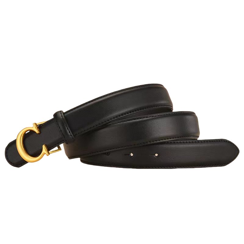 Women's Cow Hide Leather Waist Belt with C Shape Alloy Buckle Fashionable for Jeans Pants & Dresses