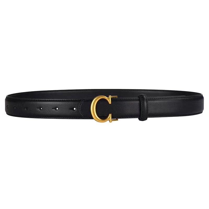 Women's Cow Hide Leather Waist Belt with C Shape Alloy Buckle Fashionable for Jeans Pants & Dresses