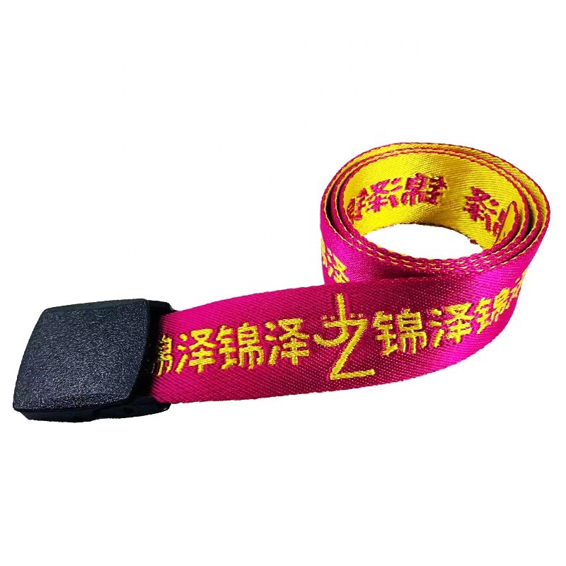 Custom High Quality New Jacquard Letter Nylon Fabric Belts Unisex Fashion Designer Canvas Webbing Belt With Plastic Buckle