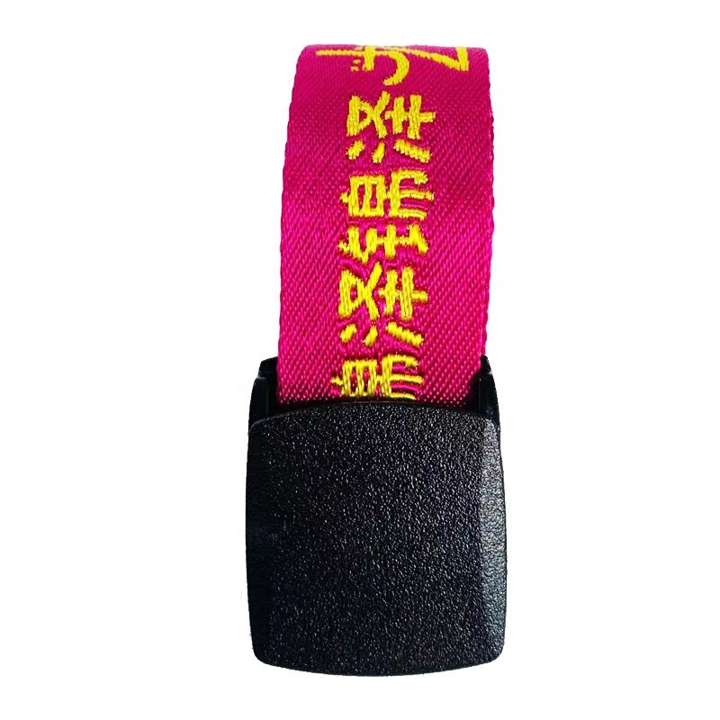 Custom High Quality New Jacquard Letter Nylon Fabric Belts Unisex Fashion Designer Canvas Webbing Belt With Plastic Buckle