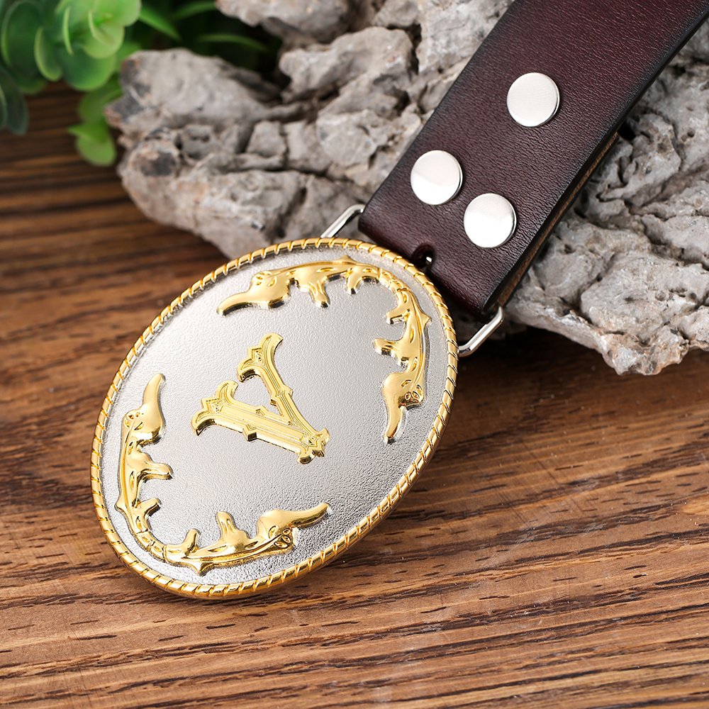 Zinc Alloy large Woman Buckle with Initial Western cowboy Evillas Initial belt buckle Leisure belt buckle
