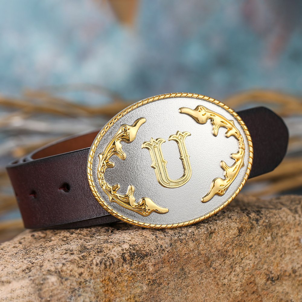 Zinc Alloy large Woman Buckle with Initial Western cowboy Evillas Initial belt buckle Leisure belt buckle