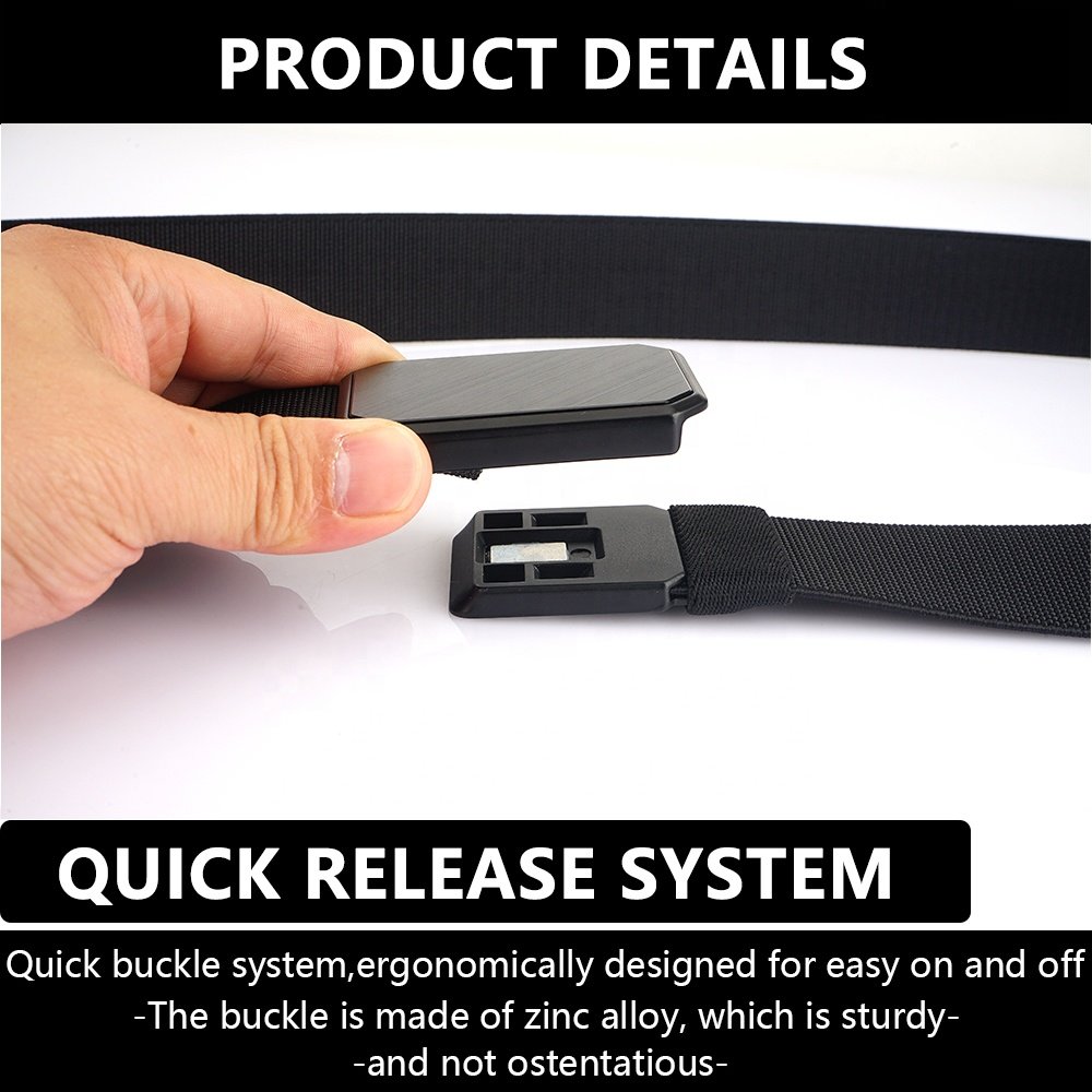 Alloy Magnetic Magic Metal Buckle Custom logo New Arrival Men's Stretch Nylon Belt Elastic Suitable for all scenarios pants