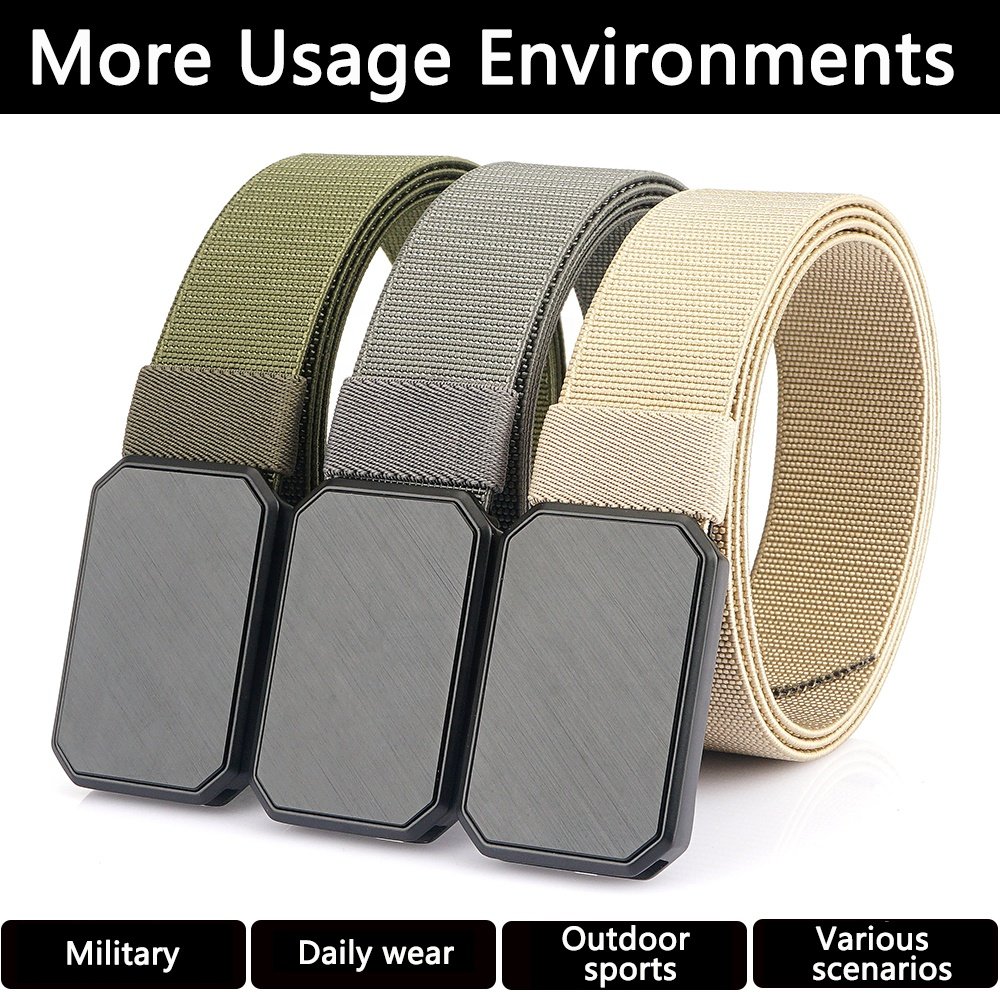 Alloy Magnetic Magic Metal Buckle Custom logo New Arrival Men's Stretch Nylon Belt Elastic Suitable for all scenarios pants