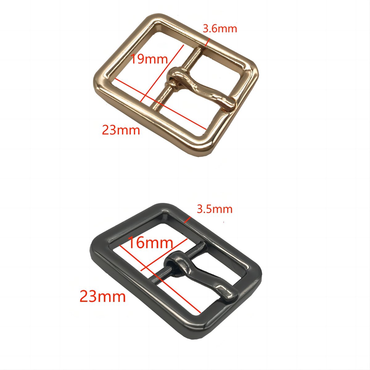Cloxy 16mm Metal Square Shoes Buckle Center Bar Adjustable Pin Buckle 16/19mm Metal Pin Belt Buckle for Bag Backpack Dog Collar