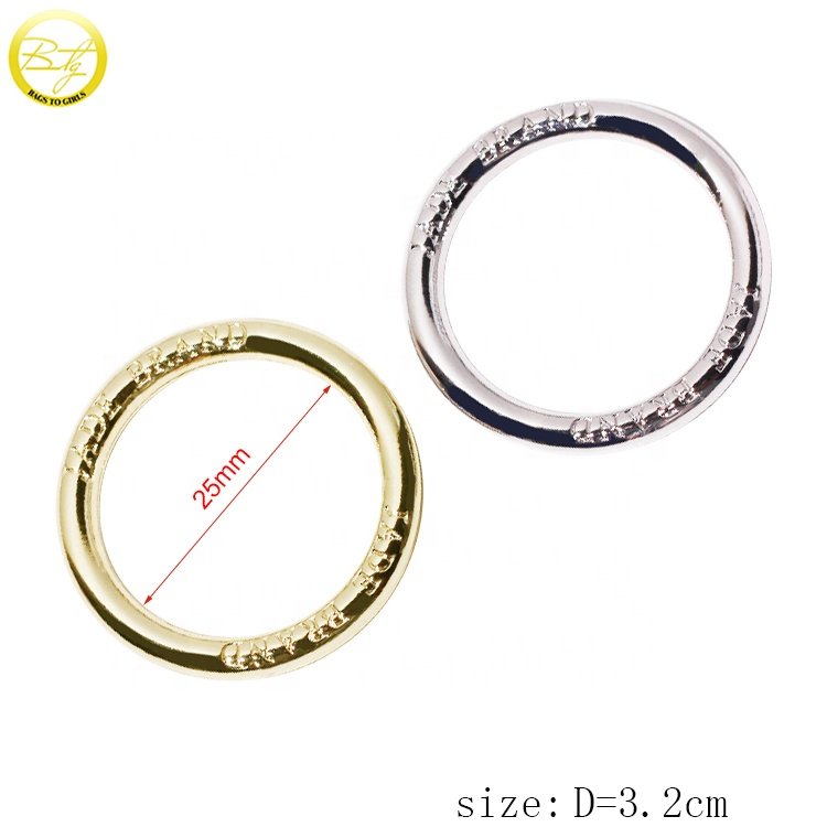 Oem custom engraved name round rings bikini accessory alloy buckle decorative o hardware for underwear