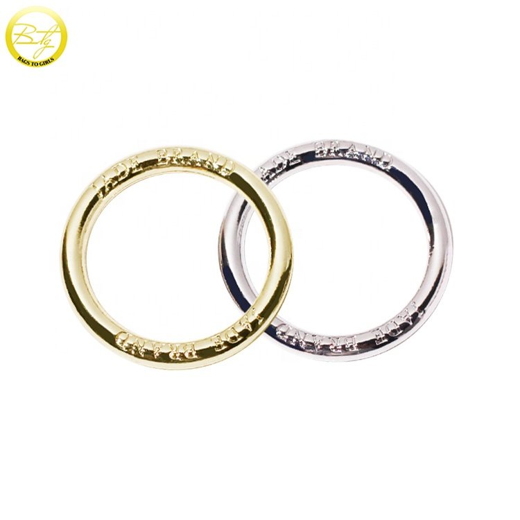 Oem custom engraved name round rings bikini accessory alloy buckle decorative o hardware for underwear