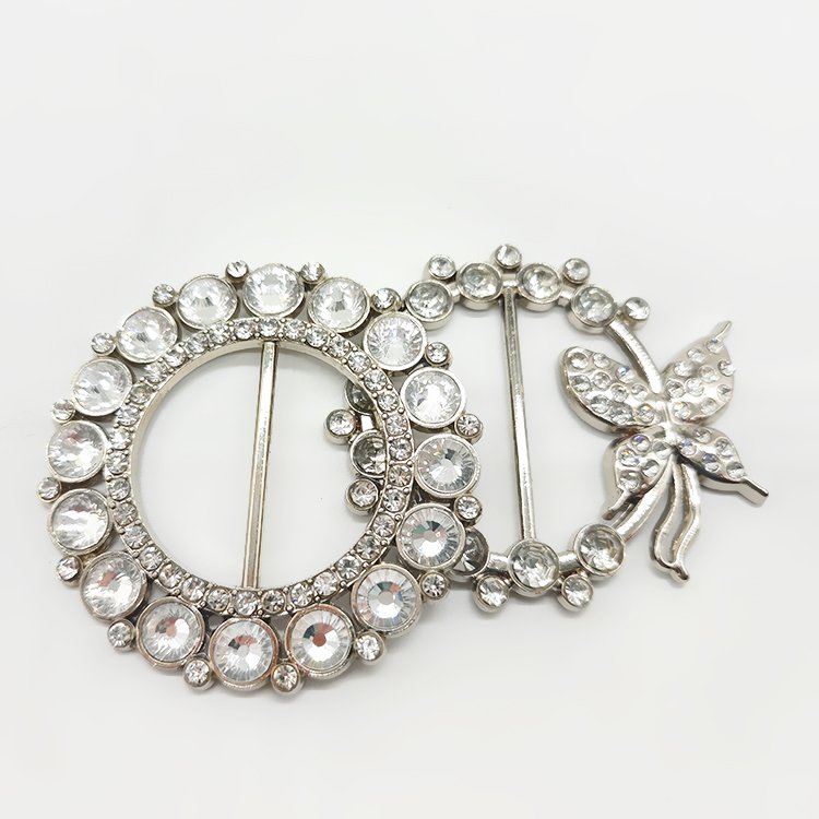 China Manufacturers Rhinestone Decorative Belt Buckle Ladies Luxury Diamond Tri-Glide Buckle Zinc Alloy Ring Buckle For Women