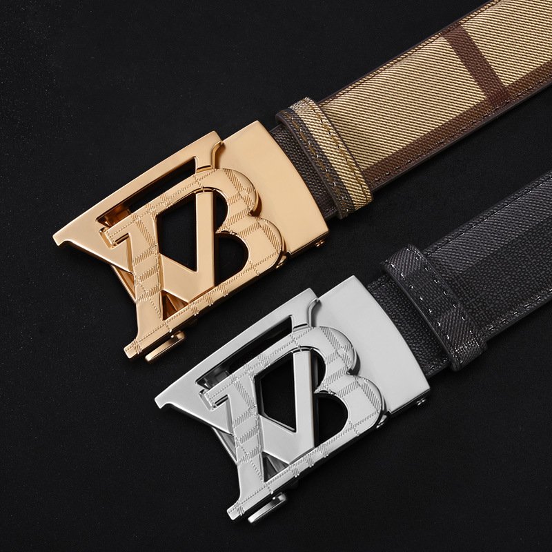 Men's Leather Belts Genuine Leather Automatic Buckle Belts New Alphabet Buckle Belt for Man