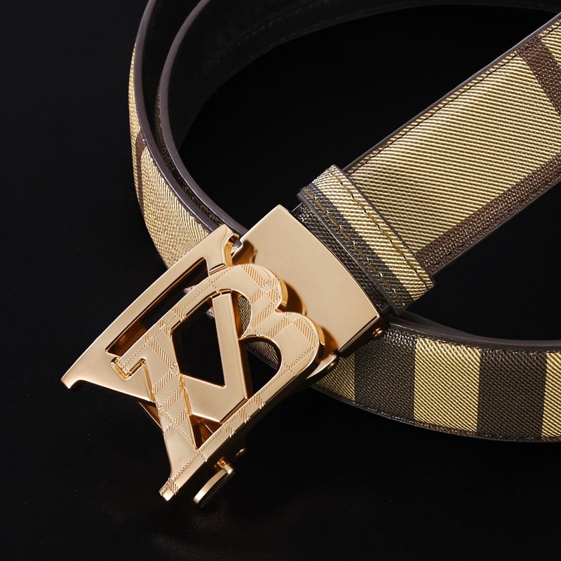 Men's Leather Belts Genuine Leather Automatic Buckle Belts New Alphabet Buckle Belt for Man