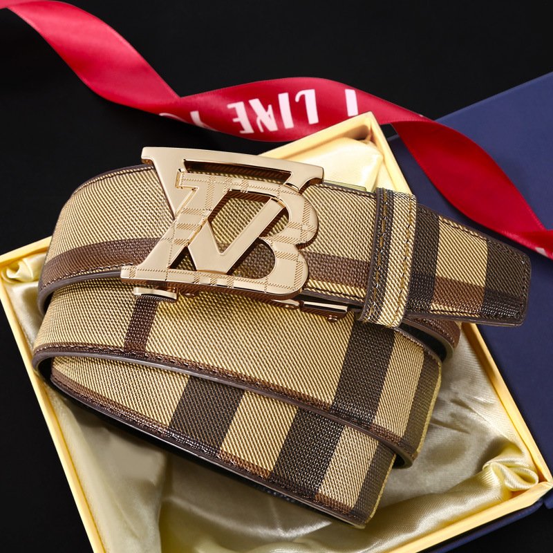 Men's Leather Belts Genuine Leather Automatic Buckle Belts New Alphabet Buckle Belt for Man