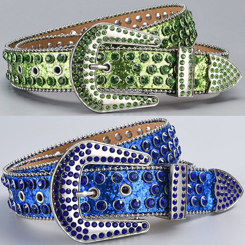LQbelt New Fashion Diamond Setting Punk Colored Pin Buckle PU Belts For Women Wholesale Factory Custom Design