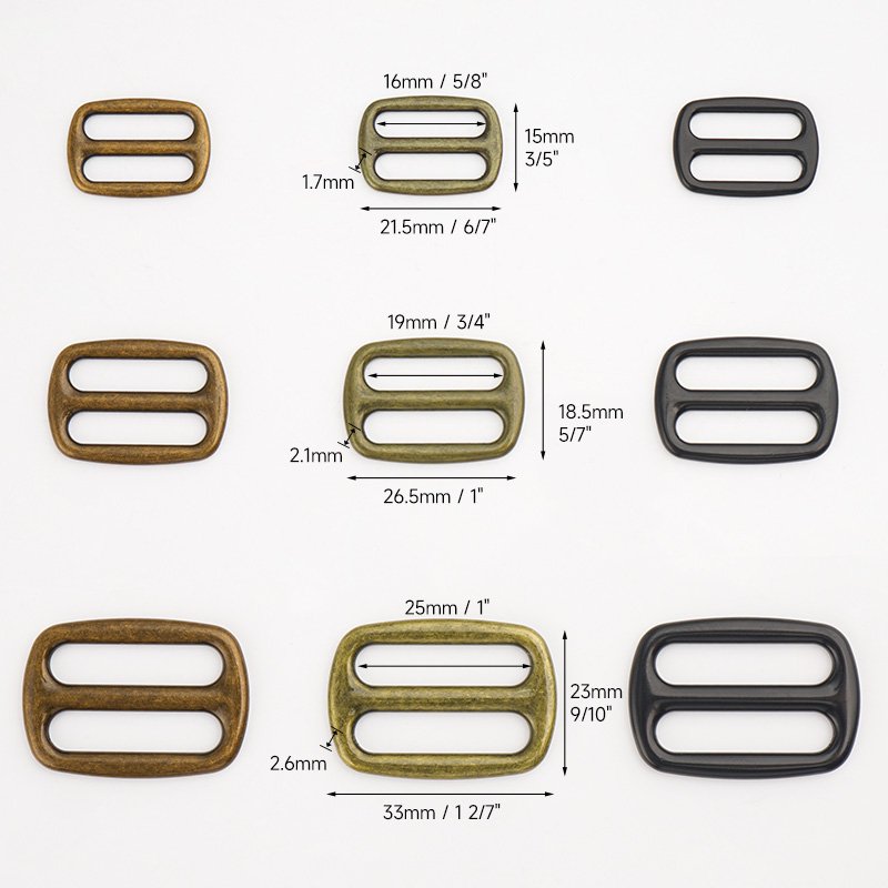 Bag Accessories 1 Inch Metal Alloy Adjuster Slider Buckle 9 Colors Tri Glide Buckle 25mm Adjustable Slide Buckles for Straps
