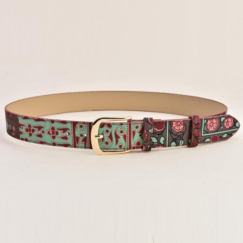Premium Tan Finish Western Leather Belt Hand Tooled Genuine Leather Belt Handmade Western Belt For Men Women Metal Floral Buckle