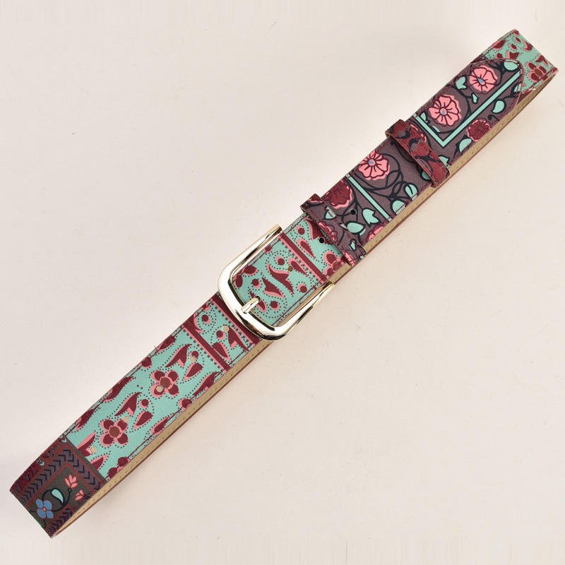 Premium Tan Finish Western Leather Belt Hand Tooled Genuine Leather Belt Handmade Western Belt For Men Women Metal Floral Buckle
