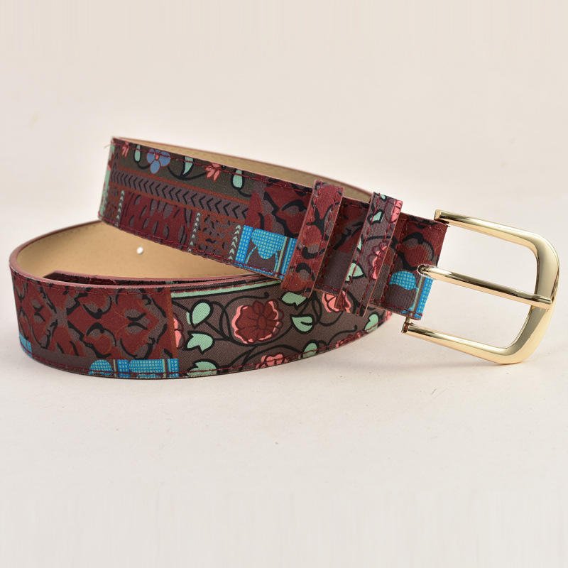 Premium Tan Finish Western Leather Belt Hand Tooled Genuine Leather Belt Handmade Western Belt For Men Women Metal Floral Buckle