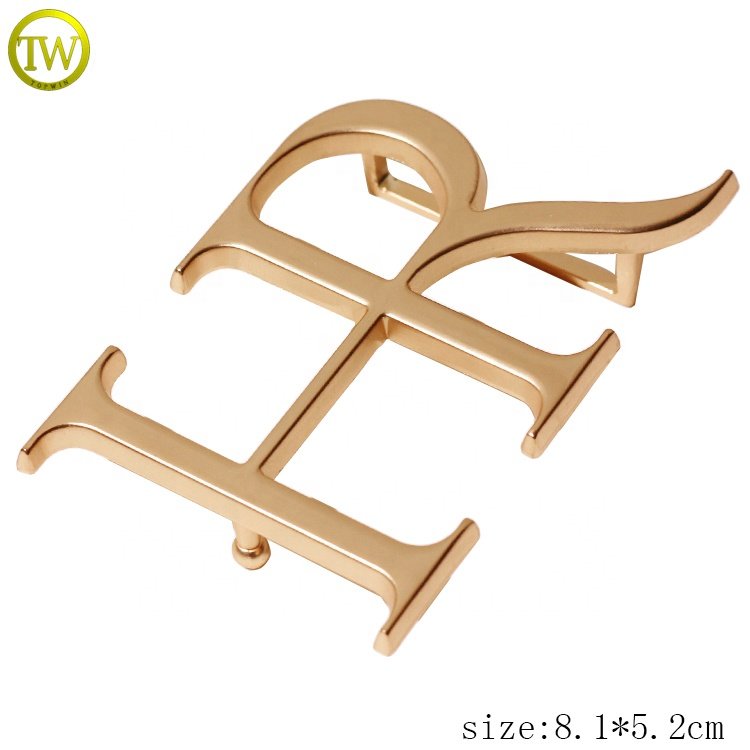 Die casting men belt accessory customized embossed letter matte gold metal tactical strap buckle parts