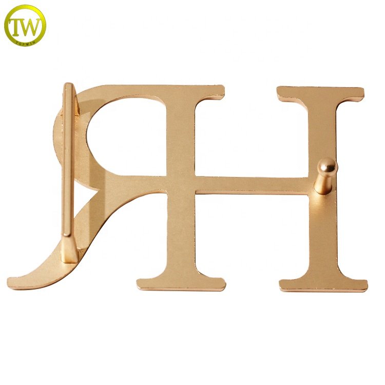 Die casting men belt accessory customized embossed letter matte gold metal tactical strap buckle parts