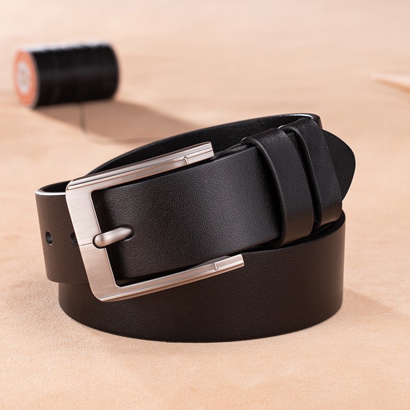 Internet famous top layer cowhide men's leather belt with needle buckle, retro casual real leather pants, belt with high-end fee