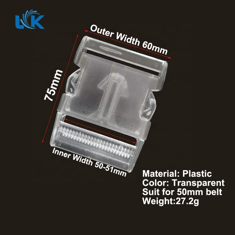 50mm Clear Transparent Plastic Side Release Buckle Trigide Buckles 2 Inch