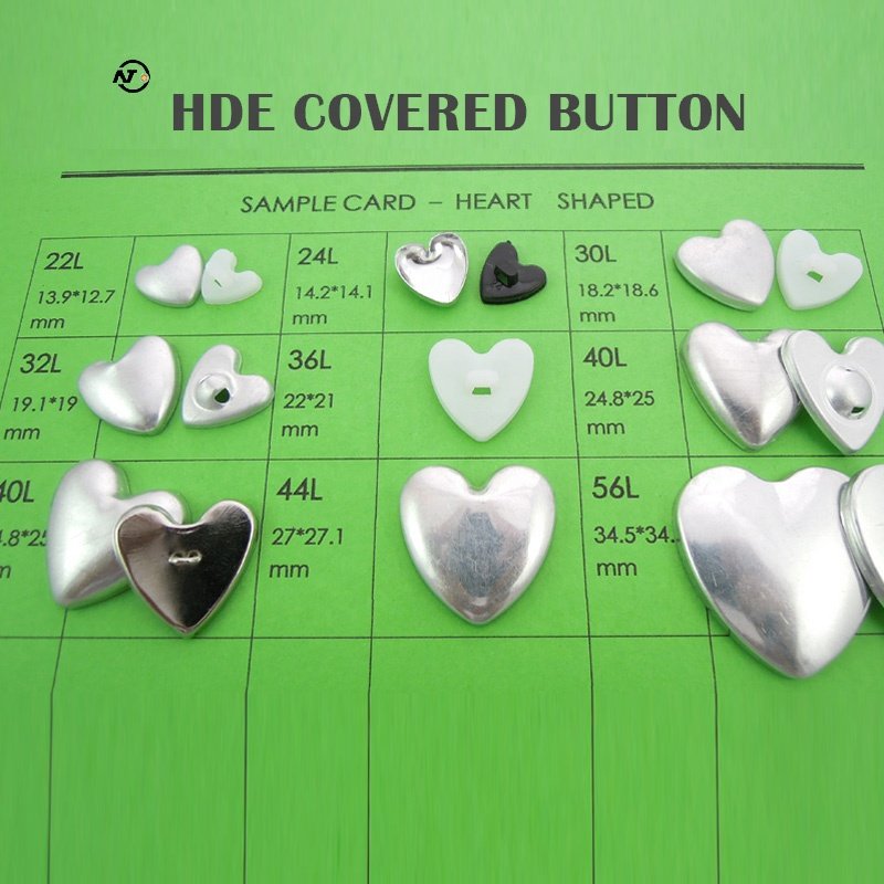Difference Size Heart Button for Clothing Aluminum button Fabric Cover Lovely buckle
