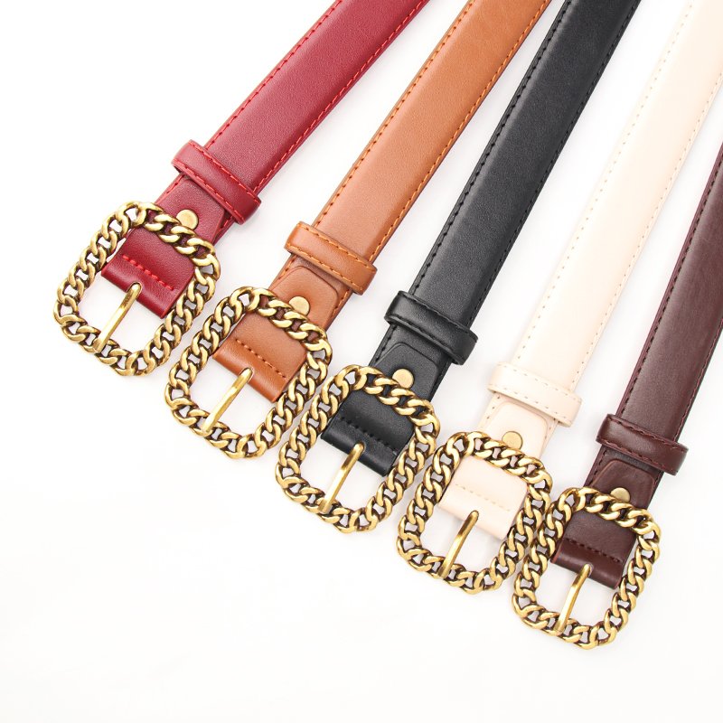 New chain buckle women's belt women's fashion embellished belt the belt for women