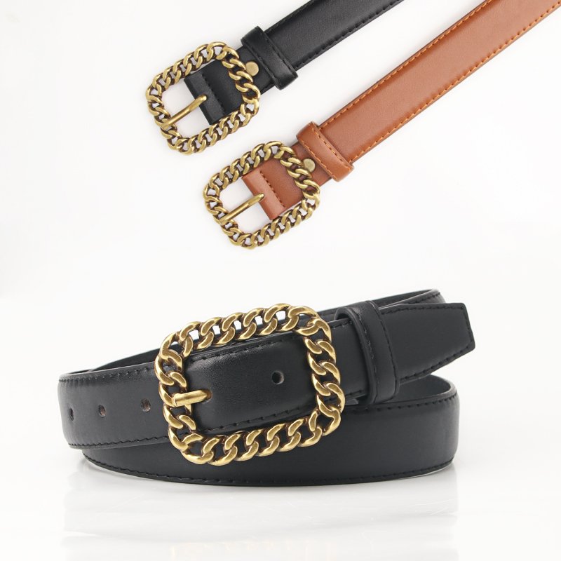 New chain buckle women's belt women's fashion embellished belt the belt for women