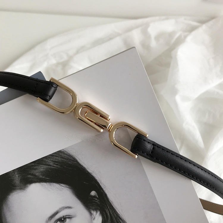 Unique Hook Buckle Fashion Cowhide Split Leather Thin Women Waist Belts For Dress Overcoat Suit