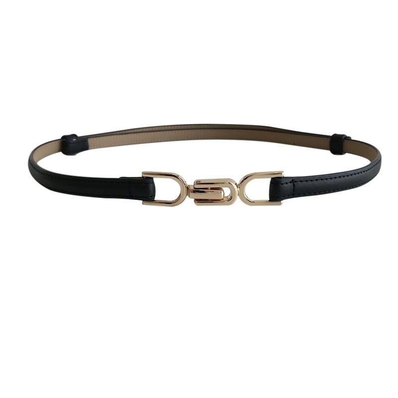 Unique Hook Buckle Fashion Cowhide Split Leather Thin Women Waist Belts For Dress Overcoat Suit